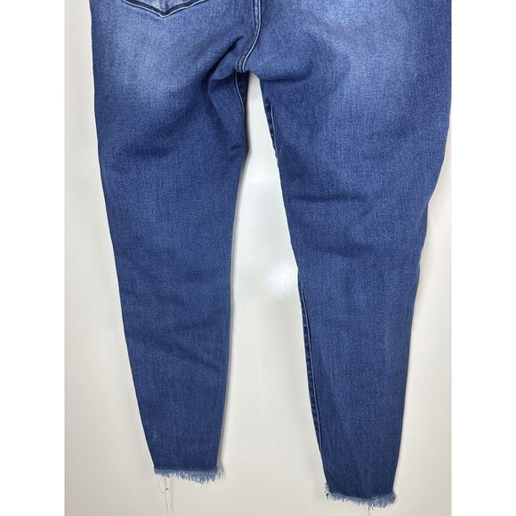 KanCan Skinny High Rise Ripped Hem Jeans Sandblast Blue Denim Plus Size 18 - Picture 8 of 10